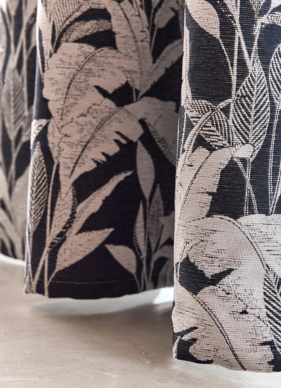 RIDEAU JACQUARD CHENILLE AVEC MOTIFS VÉGÉTAUX MARINE