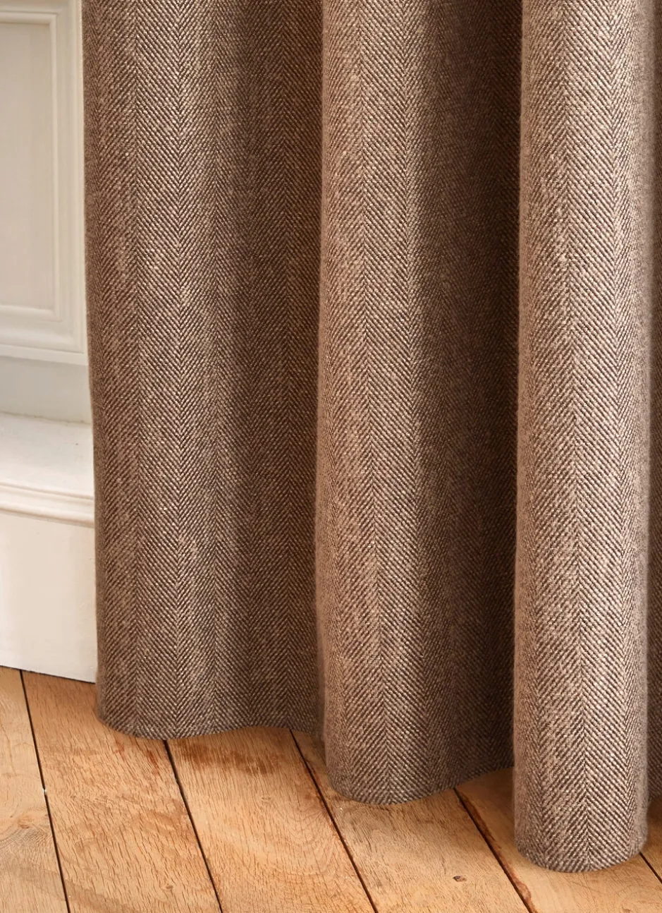 RIDEAU TAMISANT UNI TISSAGE CHEVRON TIAMO MARRON