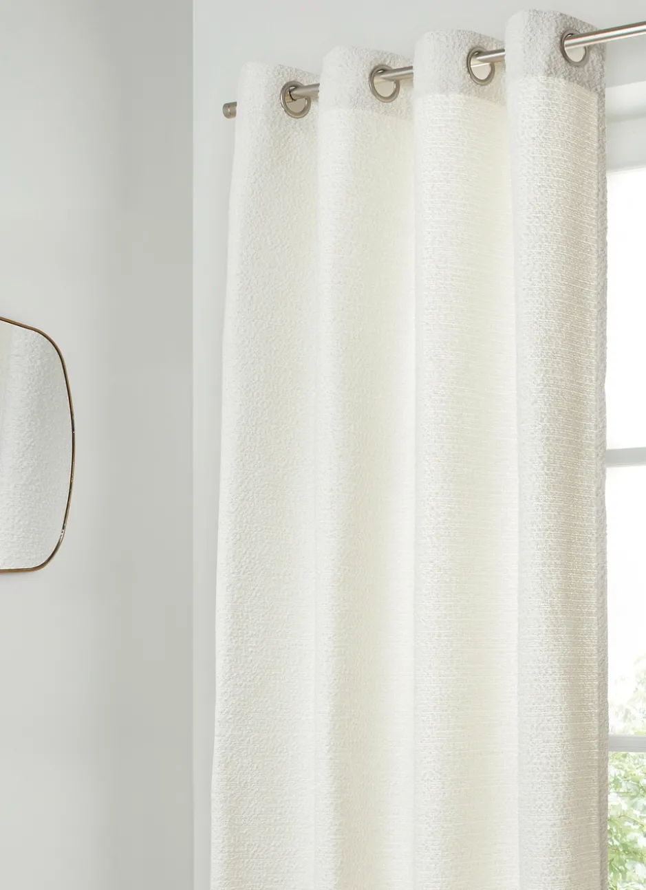 RIDEAU TEXTURÉ À BOUCLETTES GRANDE HAUTEUR 300CM BLANC