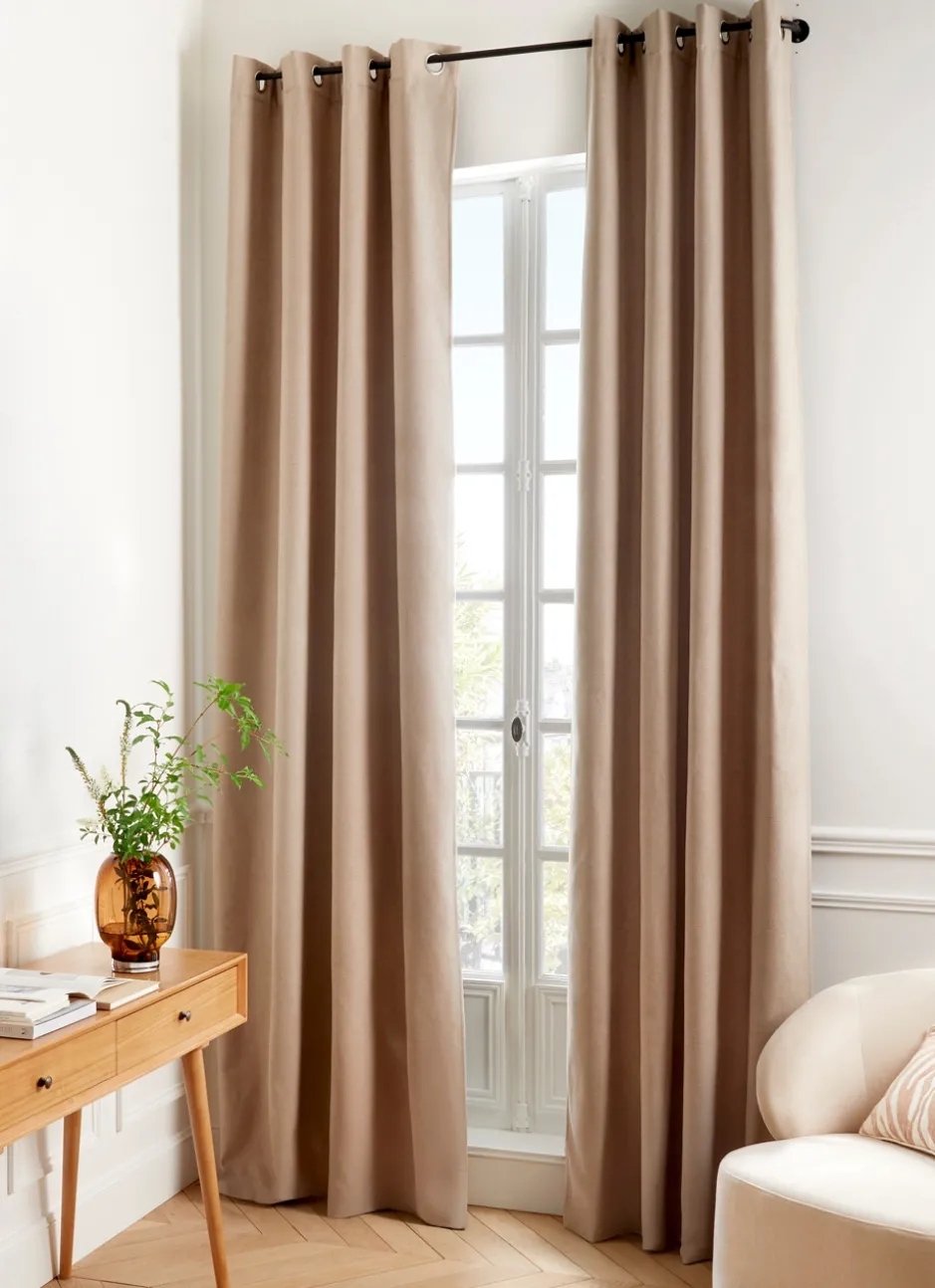 RIDEAU THERMIQUE UNI EFFET VELOURS MAT GROELAND TAUPE
