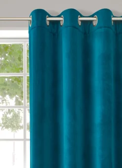 RIDEAU THERMIQUE UNI EN VELOURS DOUBLÉ POLAIRE BLEU