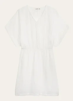 ROBE MANCHES COURTES EN GAZE DE COTON BLANC