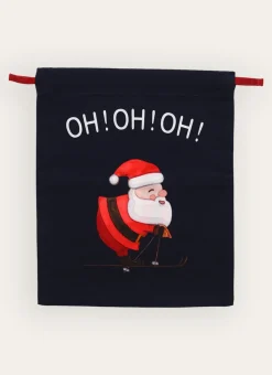 SAC À LINGE À MOTIF PÈRE NOËL BLEU MARINE