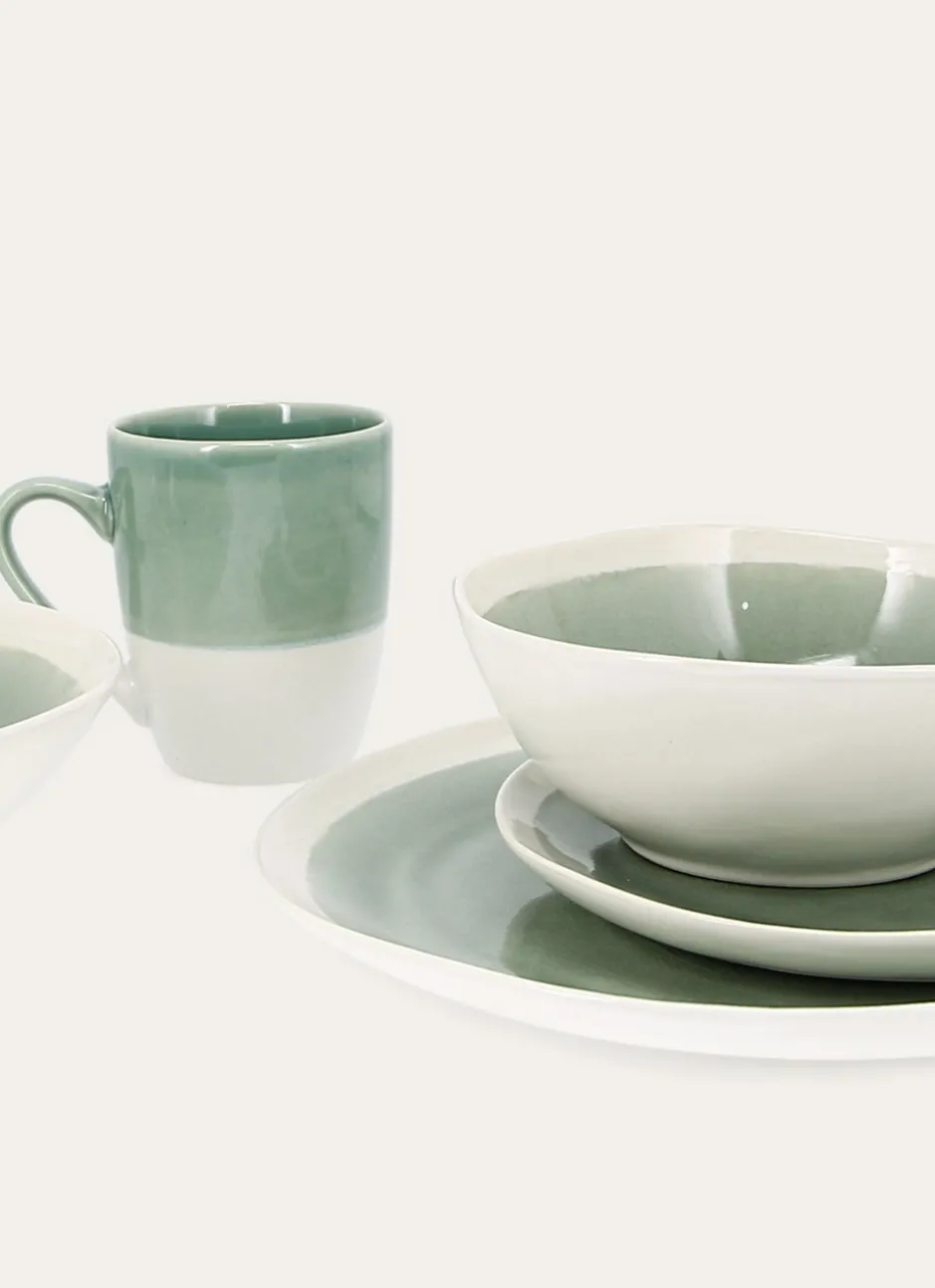 SALADIER EN GRÈS RÉACTIF VERT DE GRIS