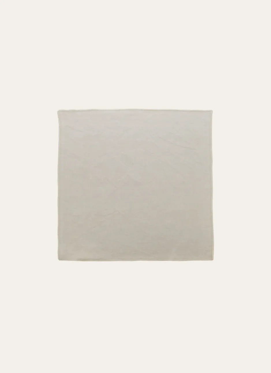 SERVIETTE DE TABLE EN COTON ET LIN BOURDON COLORÉ MASTIC