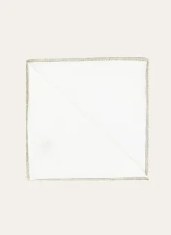 SERVIETTE DE TABLE EN COTON ET LIN BOURDON COLORÉ BLANC / OR