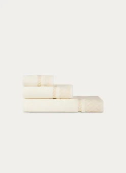 SERVIETTE DE TOILETTE BORDURE JACQUARD SHEHERAZADE BLANC CASSÉ
