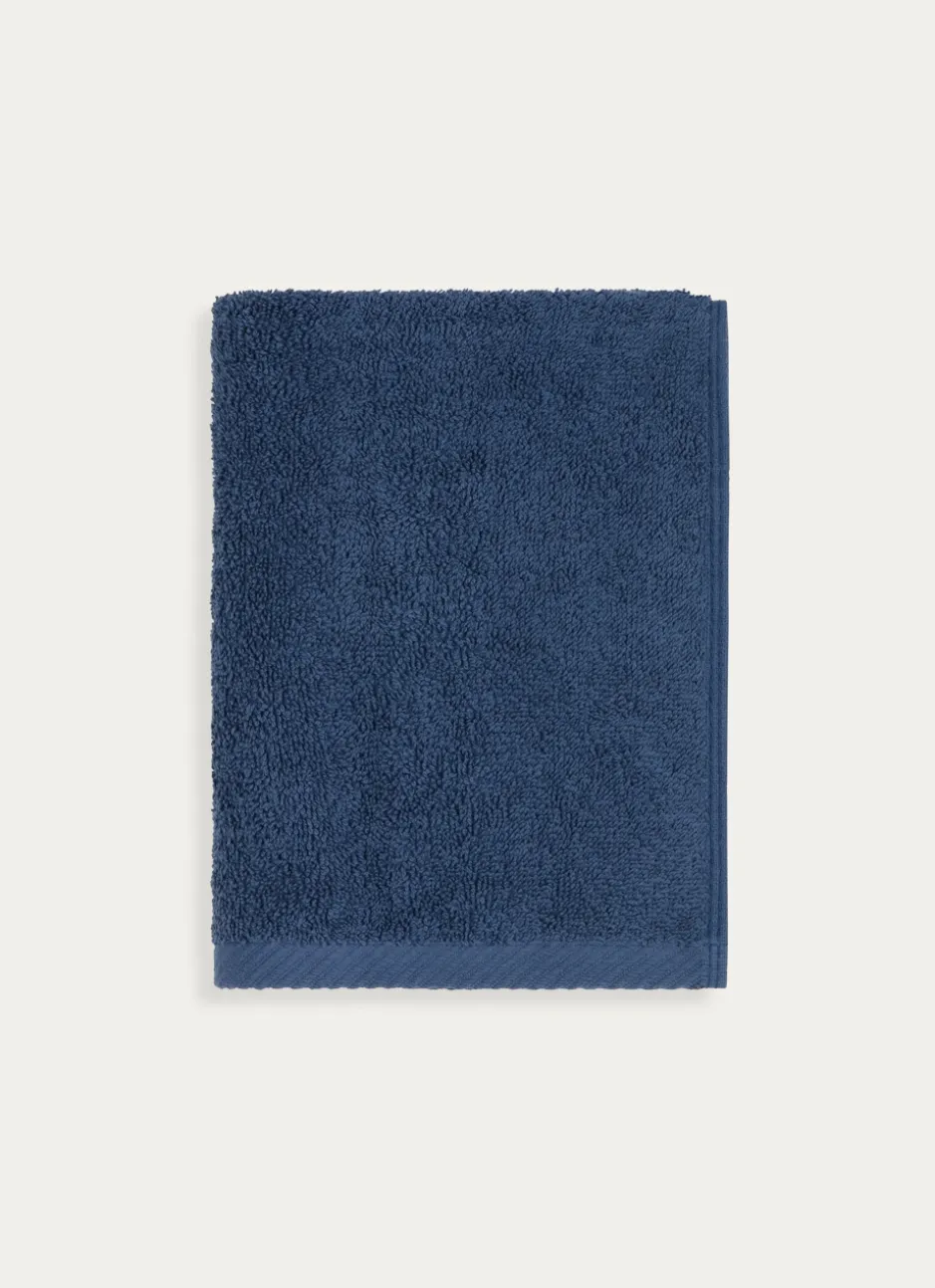 SERVIETTE DE TOILETTE EN COTON UNI BASIL BLEU FONCÉ