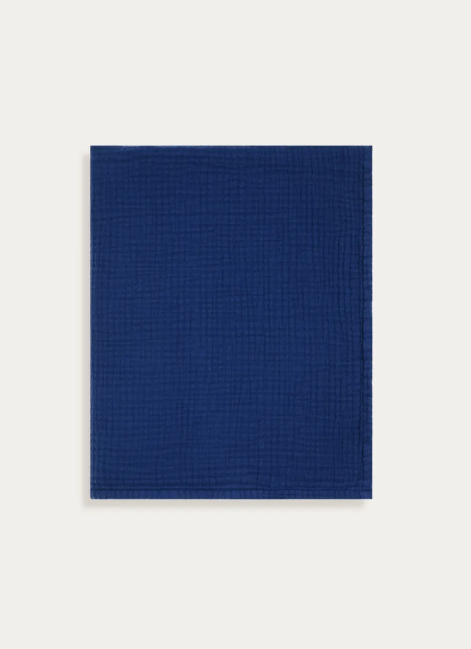 SERVIETTE DE TOILETTE EN GAZE DE COTON ODYSSÉE BLEU MARINE