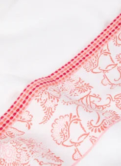 SERVIETTE DE TOILETTE EN JACQUARD MOTIF FLORAL ÉCRU/ROSE