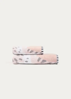 SERVIETTE DE TOILETTE JACQUARD MOTIF FLORAL ROSE