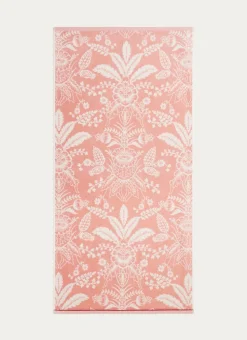 SERVIETTE DE TOILETTE JADE À GRANDS MOTIFS FLORAUX ROSE CLAIR
