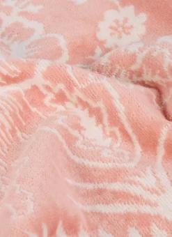 SERVIETTE DE TOILETTE JADE À GRANDS MOTIFS FLORAUX ROSE CLAIR