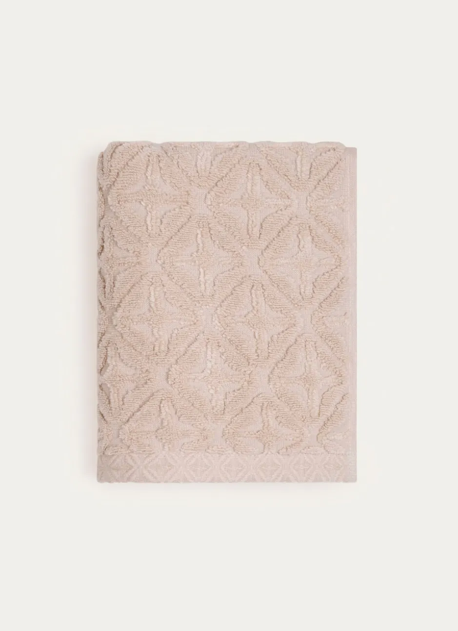 SERVIETTE DE TOILETTE JULIAN À MOTIF GÉOMÉTRIQUE BEIGE