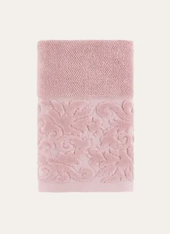 SERVIETTE DE TOILETTE LITEAU VELOURS CISELÉ ROSE