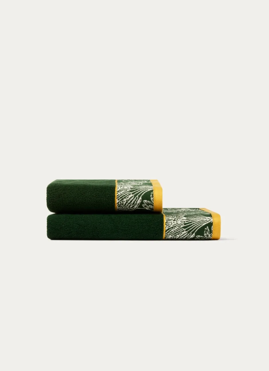 SERVIETTE DE TOILETTE LITEAU JACQUARD VÉGÉTAL vert