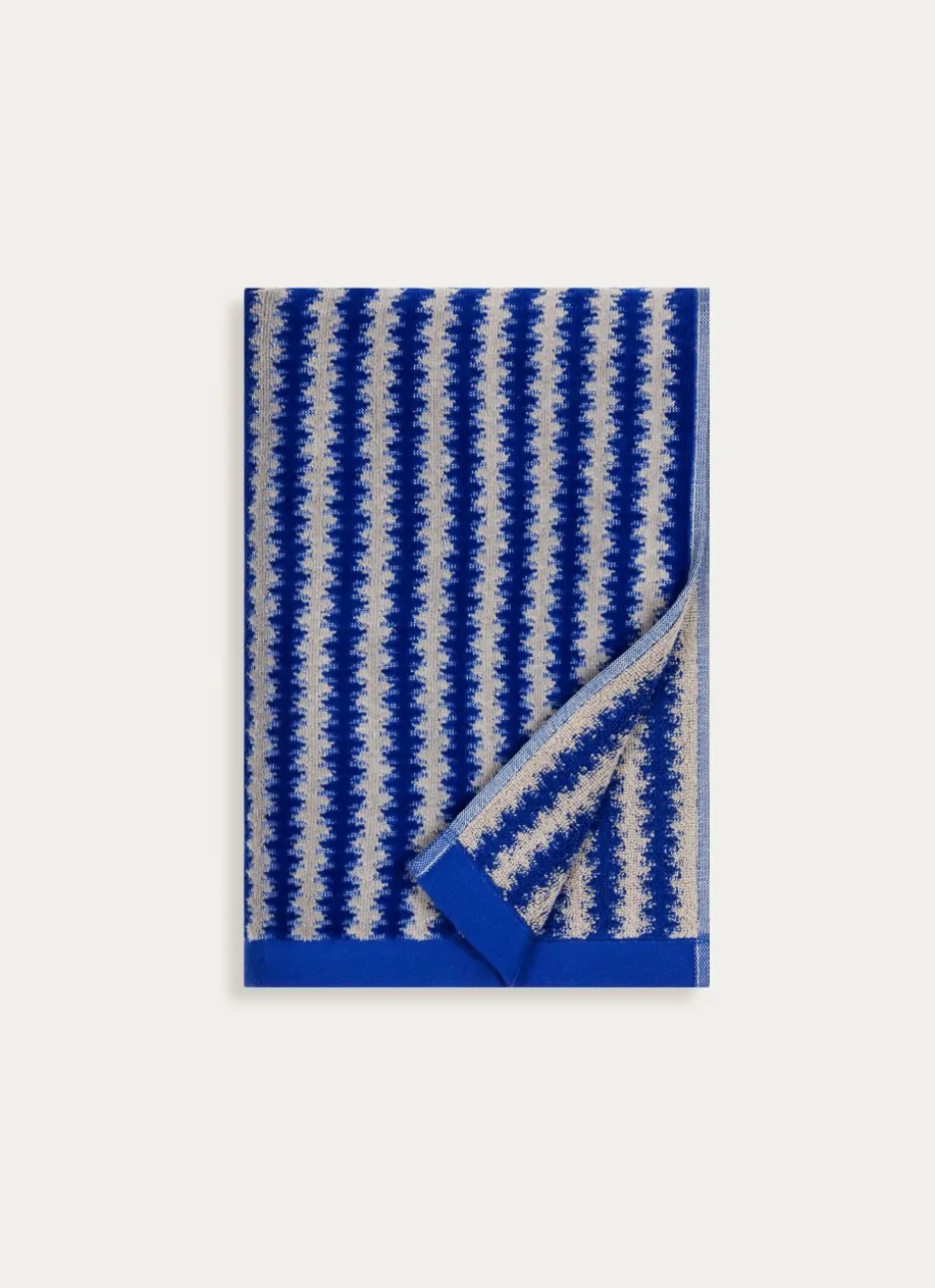 SERVIETTE DE TOILETTE RAYÉE EN JACQUARD CRISTEL BLEU/BEIGE