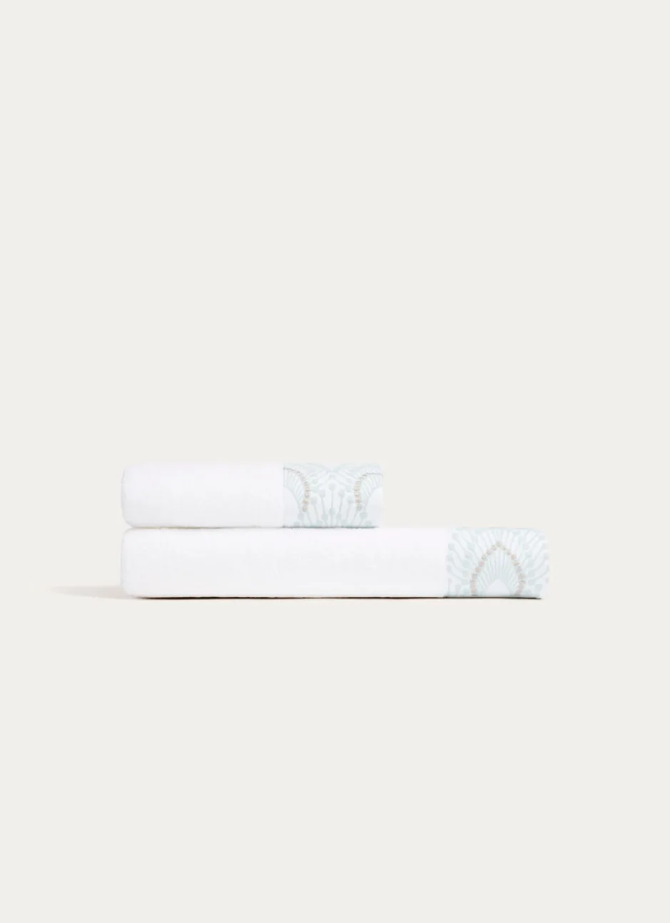 SERVIETTE DE TOILETTE SABRINA A LITEAU FANTAISIE BLANC
