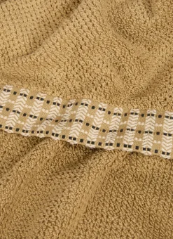 SERVIETTE DE TOILETTE UNIE AVEC LITEAU FANTAISIE VERT OLIVE