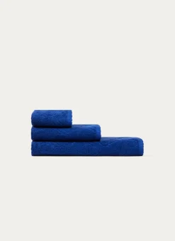 SERVIETTE DE TOILETTE UNIE JACQUARD CISELÉ BLEU