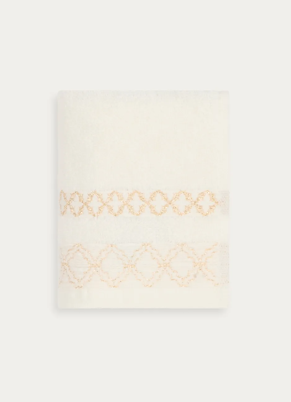 SERVIETTE INVITÉ BORDURE JACQUARD SHEHERAZADE BLANC CASSÉ