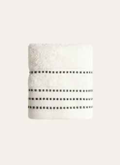 SERVIETTE INVITÉ EN COTON DÉTAILS POINTS BLANC