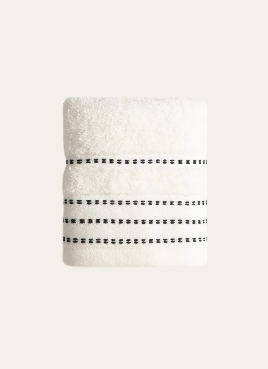 SERVIETTE INVITÉ EN COTON DÉTAILS POINTS BLANC
