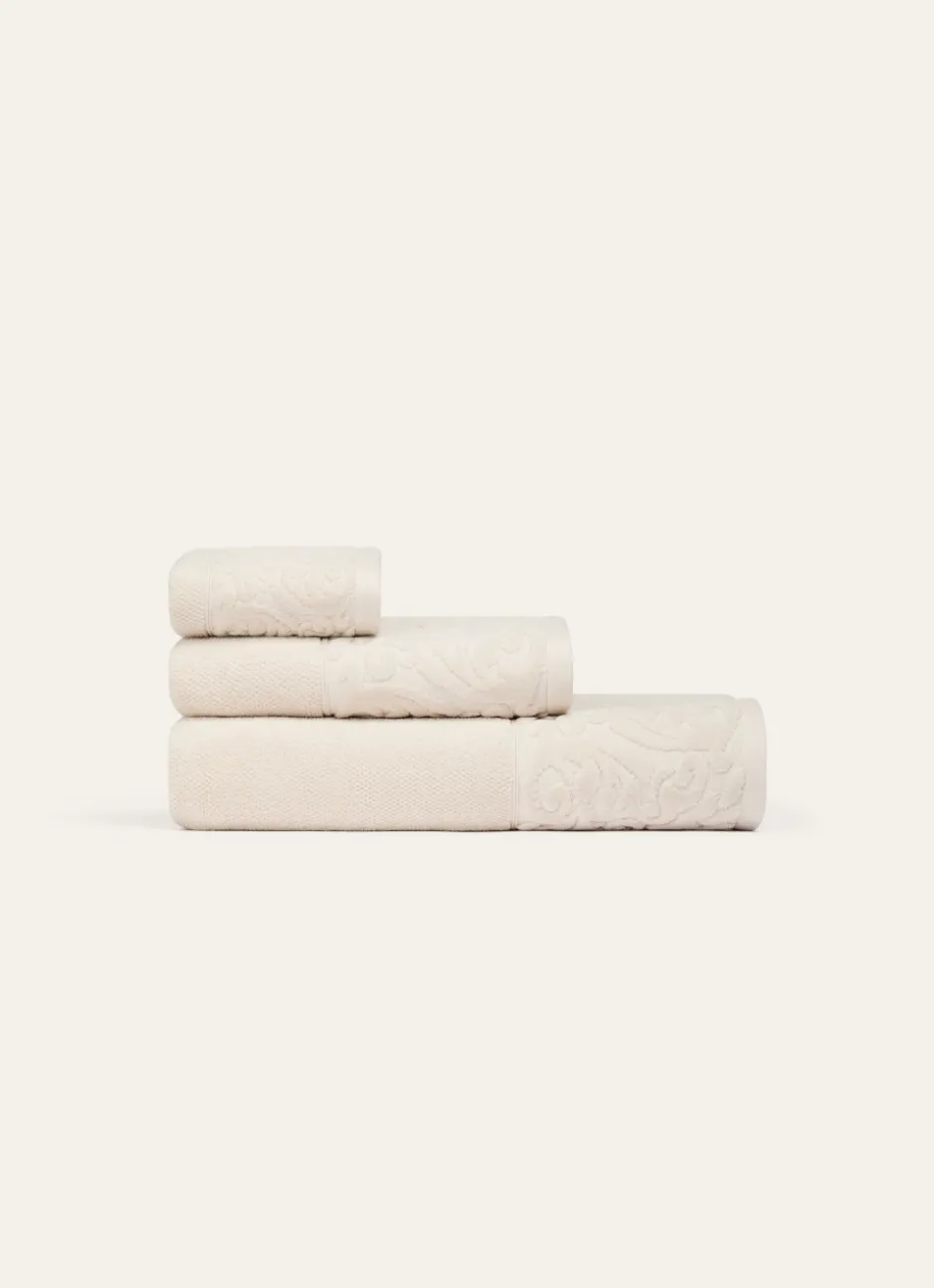 SERVIETTE INVITÉ LITEAU VELOURS CISELÉ BEIGE