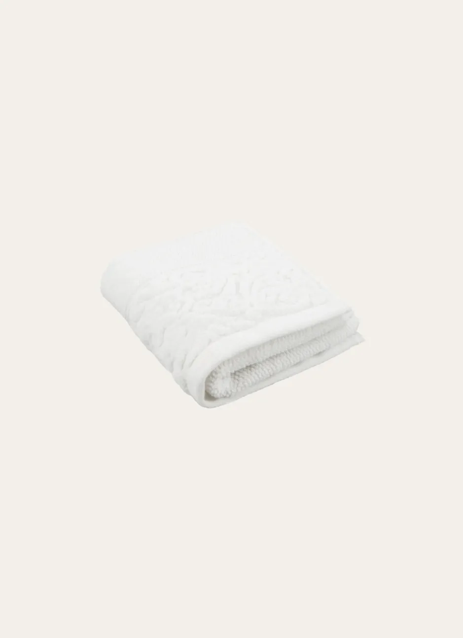 SERVIETTE INVITÉ LITEAU VELOURS CISELÉ BLANC