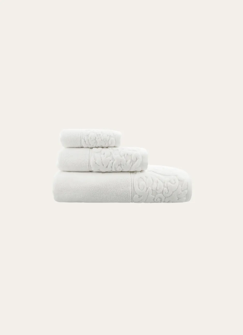 SERVIETTE INVITÉ LITEAU VELOURS CISELÉ BLANC