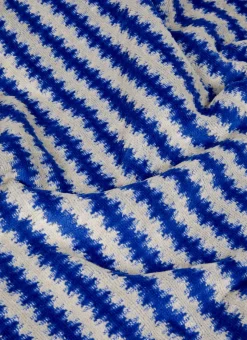 SERVIETTE INVITÉ RAYÉE EN JACQUARD CRISTEL BLEU/BEIGE