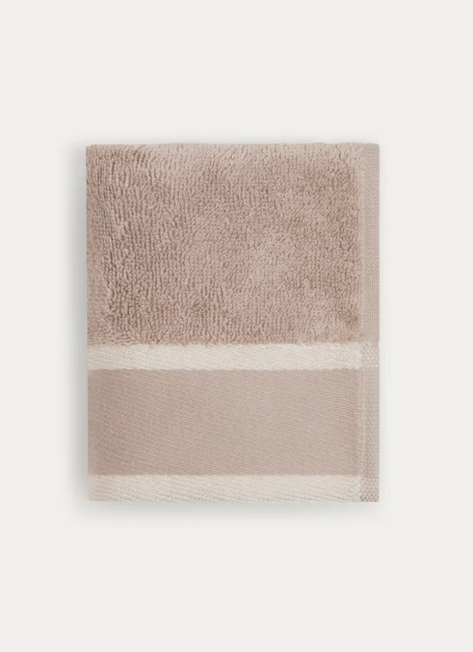 SERVIETTE INVITÉ UNIE À LARGE BORDURE ARTHUR BEIGE FONCÉ