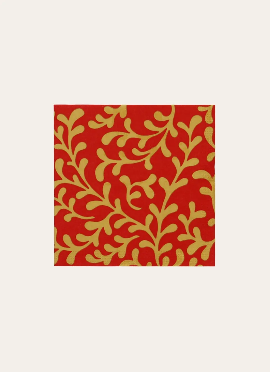 SERVIETTE PAPIER ROUGE/DORE