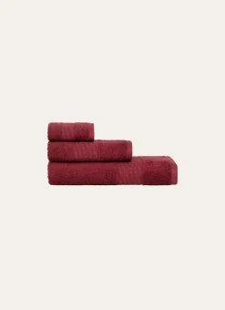 SERVIETTE TOILETTE COTON BIO JACQUARD GAUFRÉ 450 Rouge