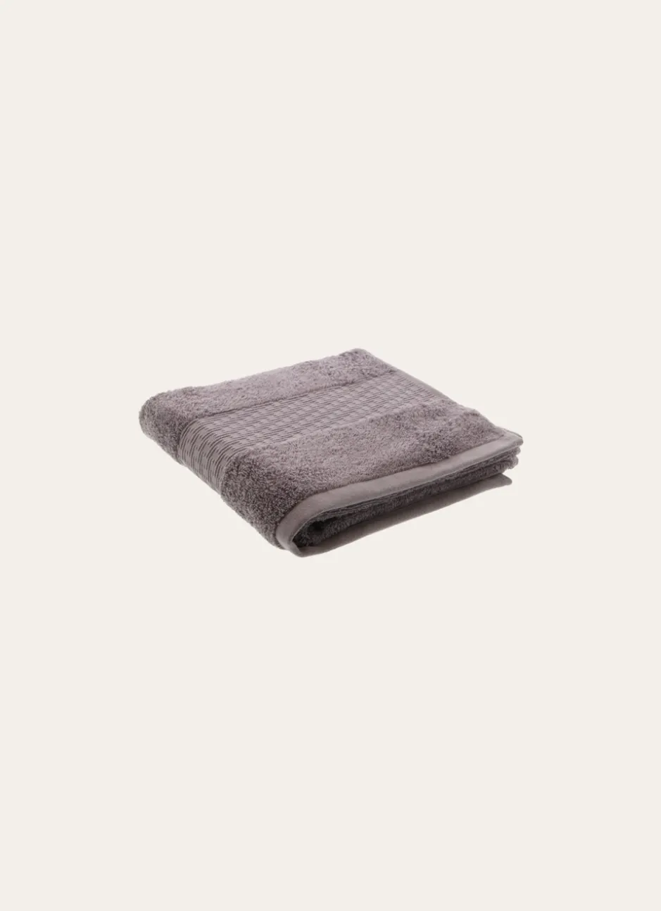 SERVIETTE TOILETTE COTON BIO JACQUARD GAUFRÉ 450 CENDRE