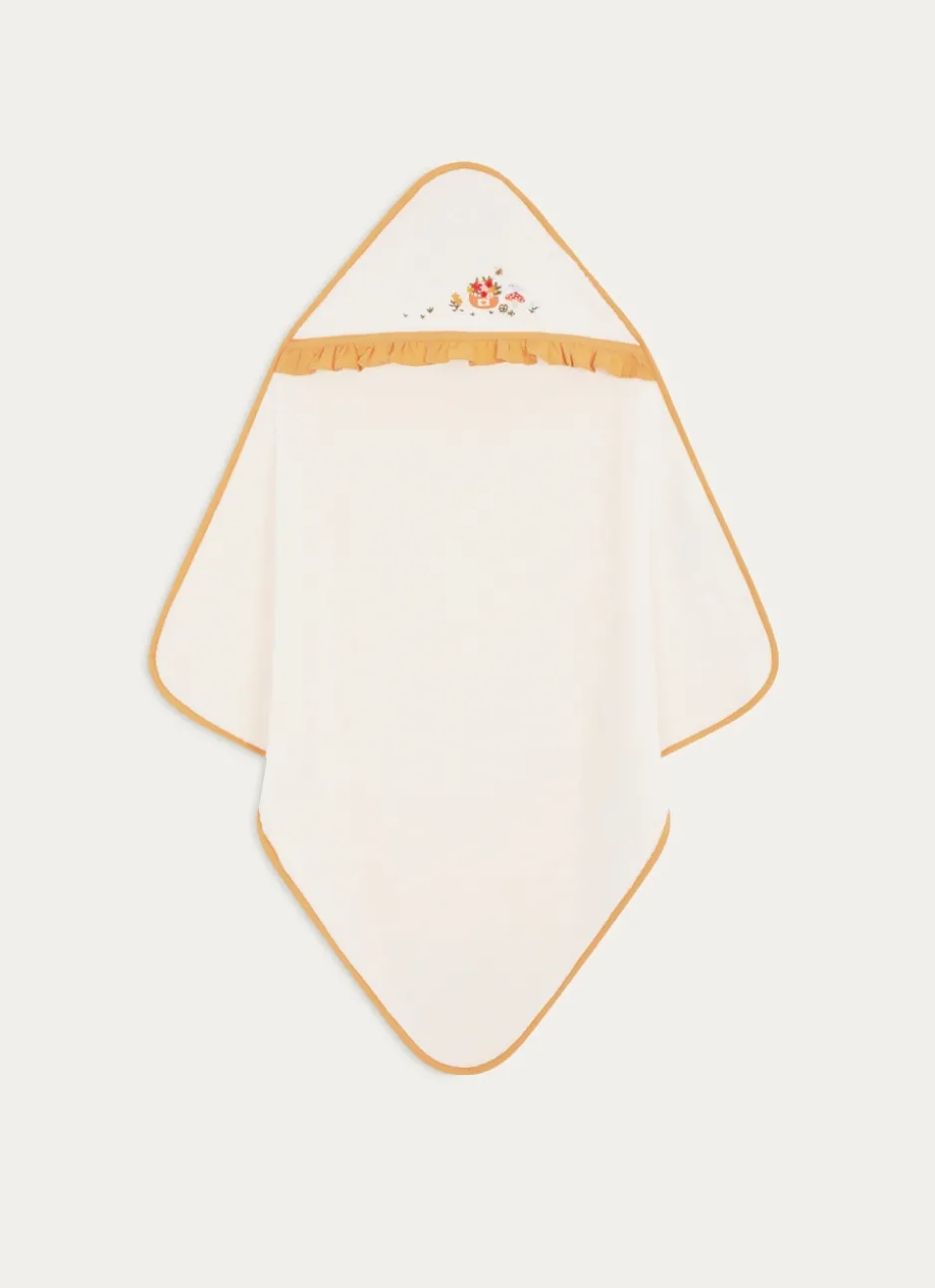 SET CAPE DE BAIN ET GANT DE TOILETTE EGLANTINE ÉCRU
