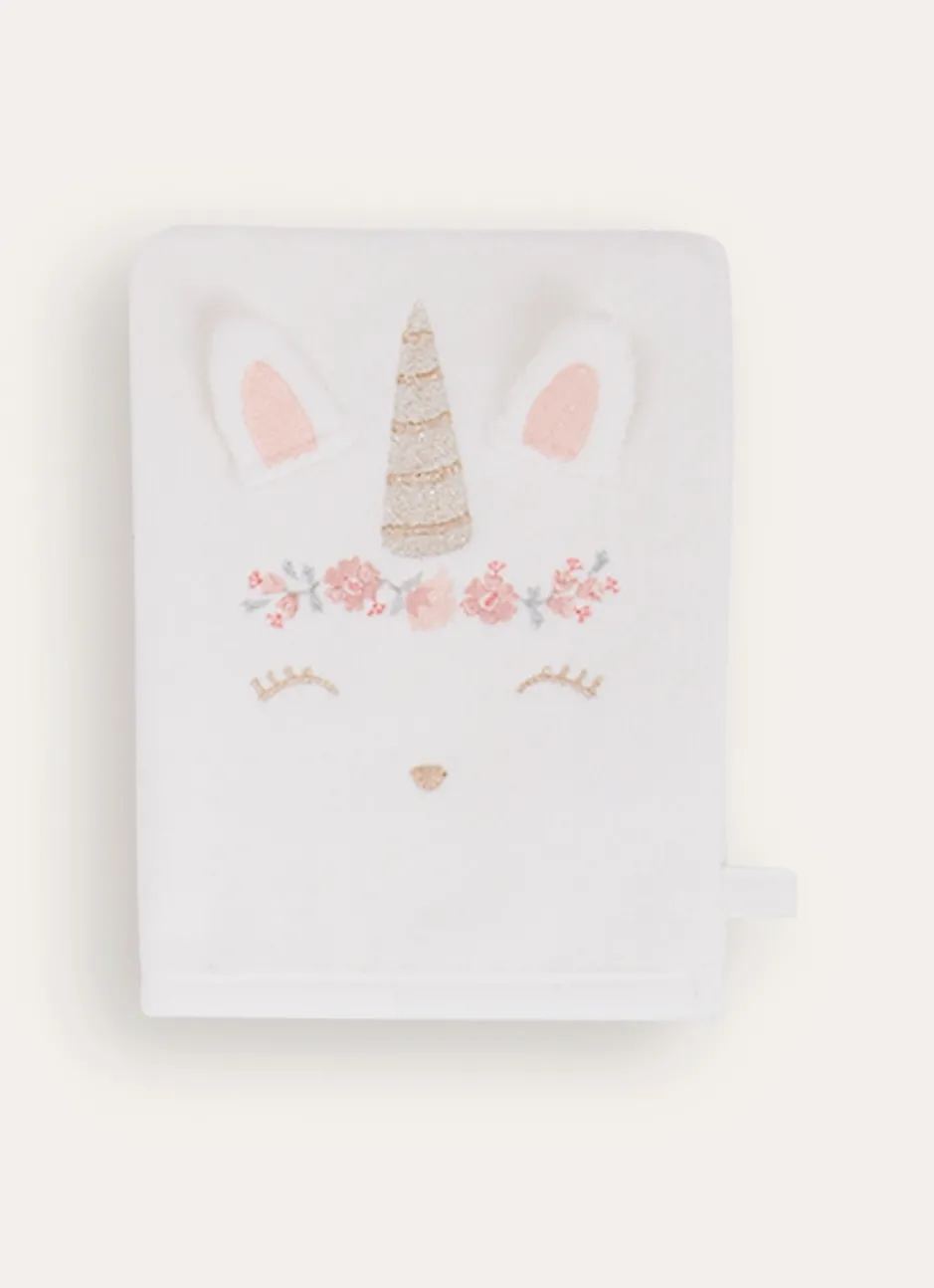 SET CAPE ET GANT LICORNE BLANC