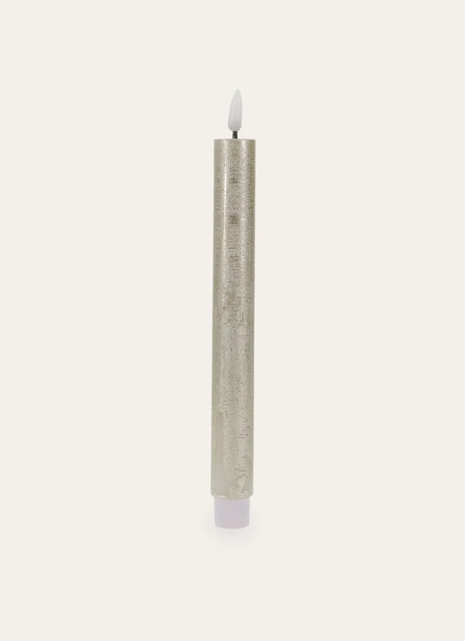 SET DE 2 BOUGIES FLAMBEAU LED EN CIRE DORE