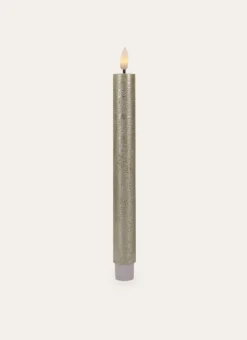 SET DE 2 BOUGIES FLAMBEAU LED EN CIRE DORE