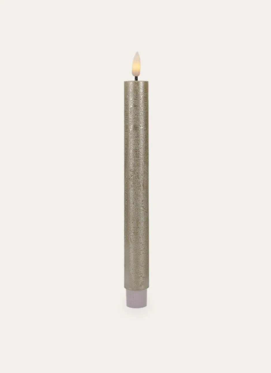 SET DE 2 BOUGIES FLAMBEAU LED EN CIRE DORE