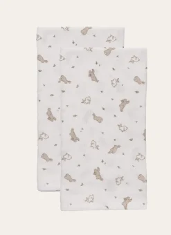 SET DE 2 LANGES EN GAZE DE COTON LAPIN BLANC