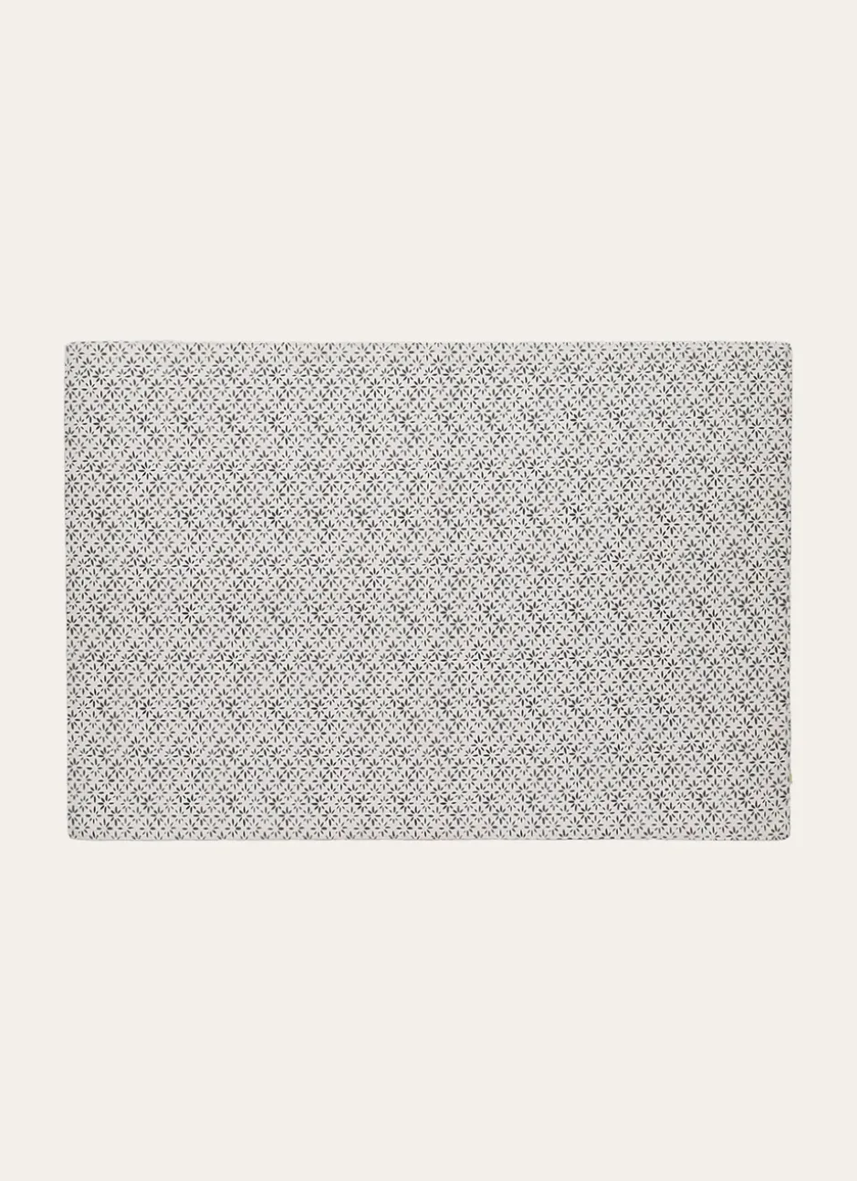 SET DE TABLE EN COTON IMPRIMÉ À MOTIF FANTAISIE GRIS/BLANC