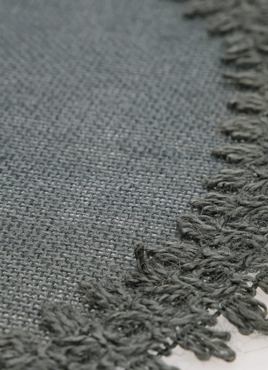 SET DE TABLE EN LIN FINITION GALON GRIS FONCÉ