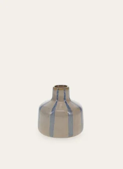 SOLIFLORE EN PORCELAINE À RAYURE BEIGE/BLEU