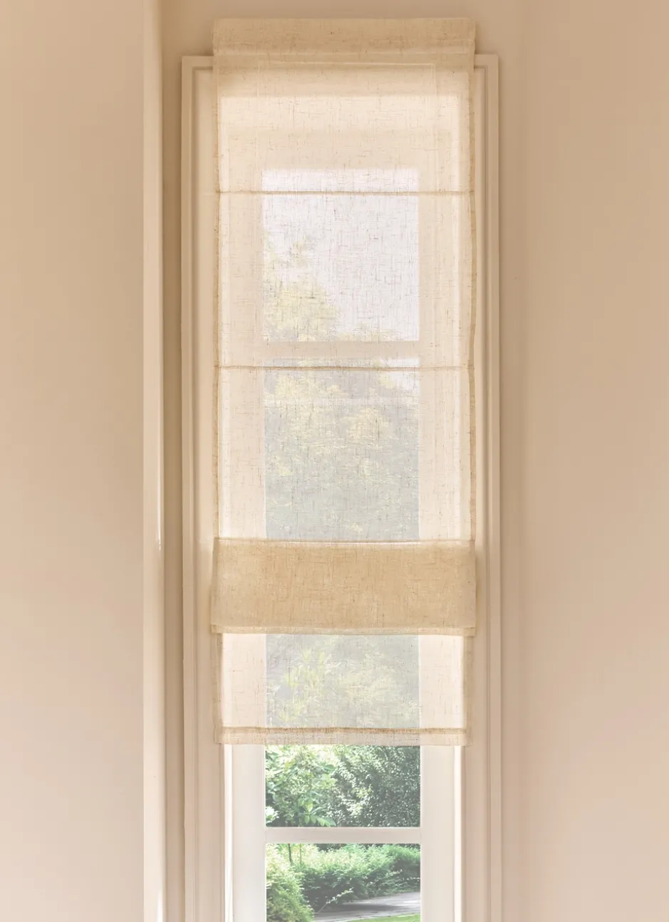 STORE BATEAU RELEVABLE EN ÉTAMINE EFFET FLAMMÉ BEIGE
