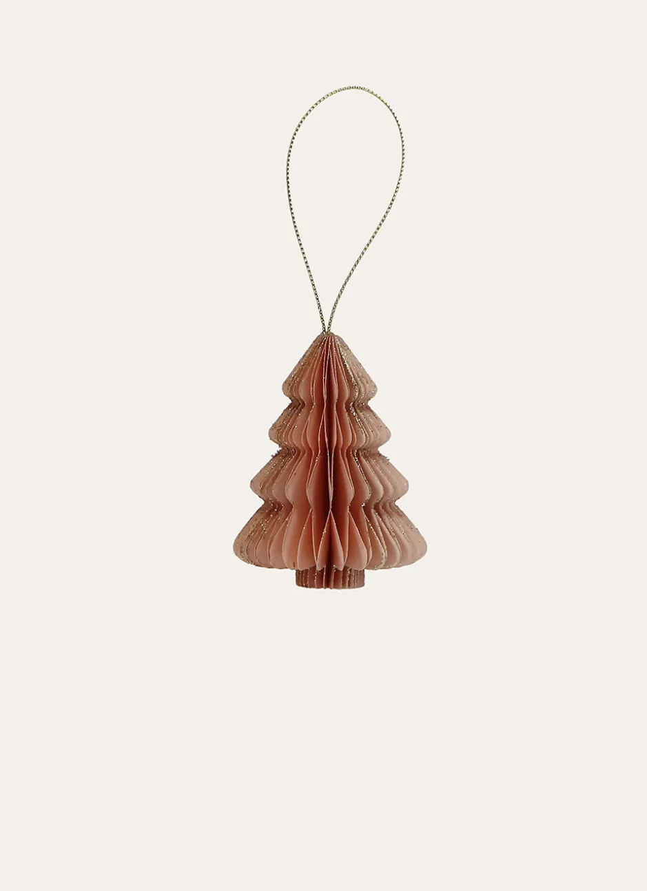 SUSPENSION SAPIN EN PAPIER VIEUX ROSE