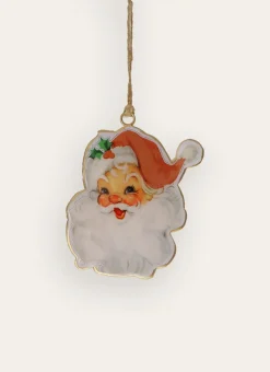 SUSPENSION TÊTE DE PÈRE NOËL EN MÉTAL ROUGE