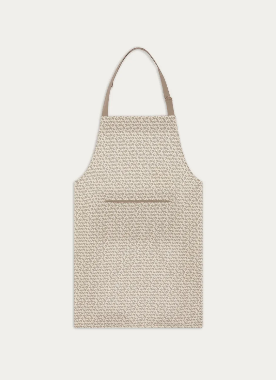 TABLIER DE CUISINE EN COTON IMPRIMÉ BLANC/GRIS