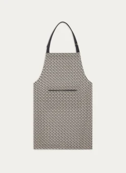 TABLIER DE CUISINE EN COTON IMPRIMÉ BLANC/MARINE
