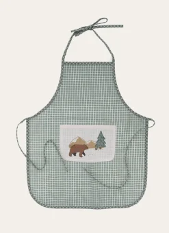 TABLIER ENFANT EN COTON ENDUIT WILD VERT